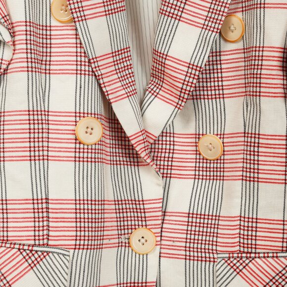 Veronica Beard Rosa Red & White Plaid Ruffle-Sleeve Vest - Picture 6 of 11